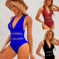 Deep V Bikini European And American Conjoined Polyester Swimsuit