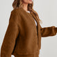 Baseball Collar Long Sleeve Sherpa Jacket