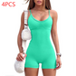 Spaghetti Strap Shorts Jumpsuit Sports Yoga Workout Tight Romper