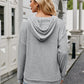 Ribbed Drawstring Long Sleeve Hoodie