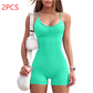 Spaghetti Strap Shorts Jumpsuit Sports Yoga Workout Tight Romper