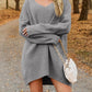 V-Neck Dropped Shoulder Sweater Dress