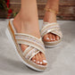 Linen Wedge Sandals Summer Ethnic Style Cross-strap Sandals