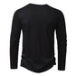 Mens Clothing Long Sleeve T-shirt Fashion Button Henry Collar Tops