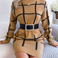 Casual Contrast Color Plaid Long Sleeve Base Sweater Dress