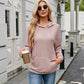 Ribbed Drawstring Long Sleeve Hoodie