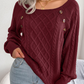 Square Neck Button Fried Dough Twist Knitting Sweater