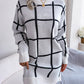 Casual Contrast Color Plaid Long Sleeve Base Sweater Dress