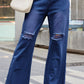 Distressed Buttoned Loose Fit Jeans