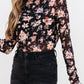 Floral Mock Neck Long Sleeve Blouse