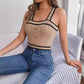 Sleeveless Midriff-baring Knitwear Holiday Top