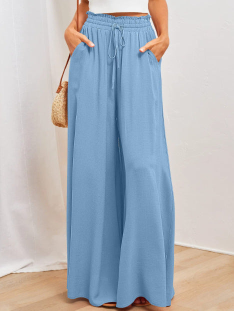 Flowers Printed Wide-leg Trousers Summer Casual Straight Pants