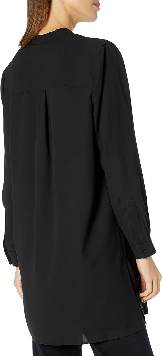 Anne Klein Women's Pop-Over Blouse with Covered Placket and Side Slits