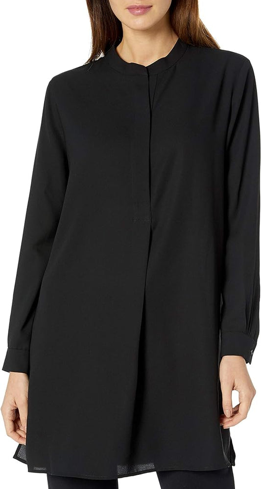 Anne Klein Women's Pop-Over Blouse with Covered Placket and Side Slits