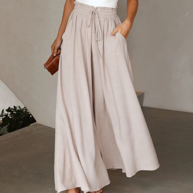 Flowers Printed Wide-leg Trousers Summer Casual Straight Pants