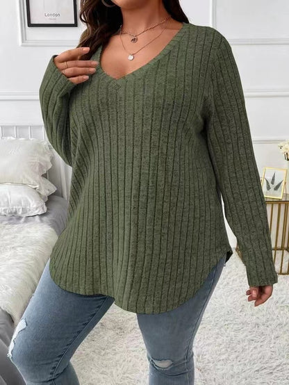 Fashion V-neck Long-sleeved T-shirt For Womenashion V-neck Long-sleeved T-shirt For Women