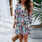 Summer Floral Print Short Sleeves Dress Lace Up