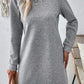 Textured Round Neck Long Sleeve Mini Dress