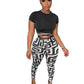 Fashion Printed Trousers Short Sleeve Two-piece Set