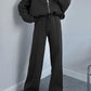 Baseball Collar Zip Up Top and Drawstring Pants Set