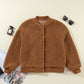 Baseball Collar Long Sleeve Sherpa Jacket