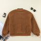 Baseball Collar Long Sleeve Sherpa Jacket