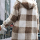 Plaid Long Sleeve Hooded Coat