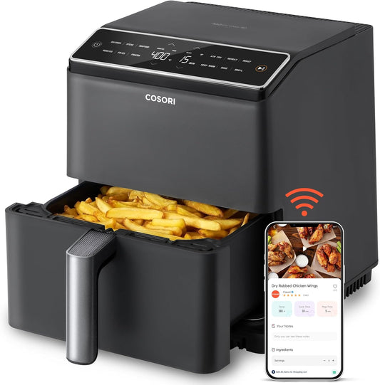 COSORI 6.8Qt Air Fryer, 12-in-1 Dual Blaze for 360° Crispy Meals