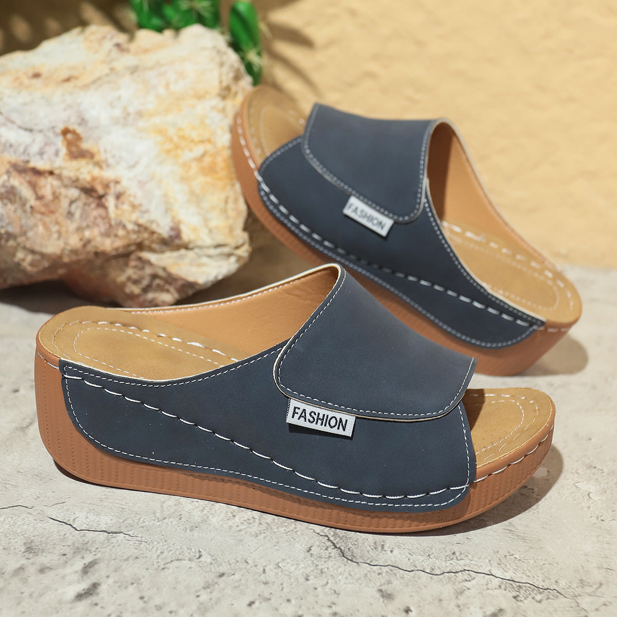 Summer Wedge Slides Slippers Fashion Fish Mouth