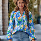 V-neck Fashion Printed Long Sleeve Slim-fit Top