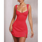 Sexy Sling Backless Dress Women Solid Color Spaghetti Strap Hip Wrap Short Dress