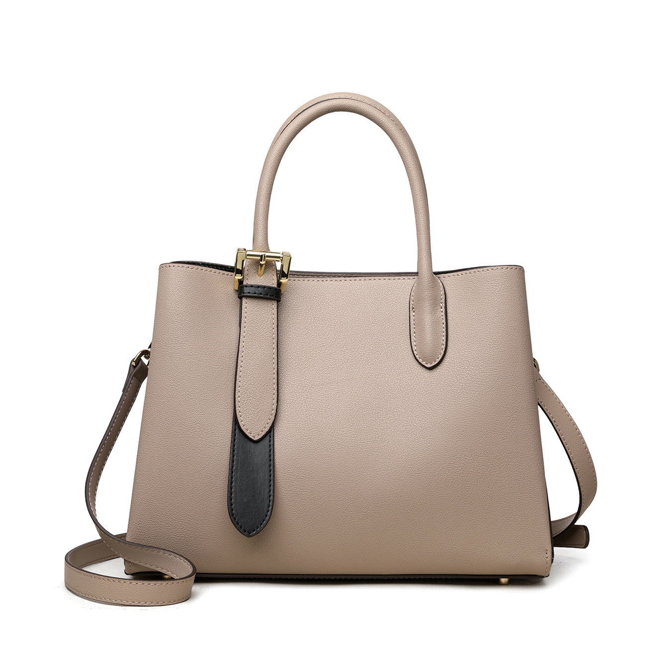 Niche Contrast Color One Shoulder Western Style Portable Female Genuine Leather