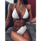 Two-piece Halter Neck Bikini Leopard Print Cutout Strap Swimsuit