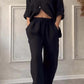 Women's New Stand Collar Long Sleeve Casual Top Two-piece Pants Pack