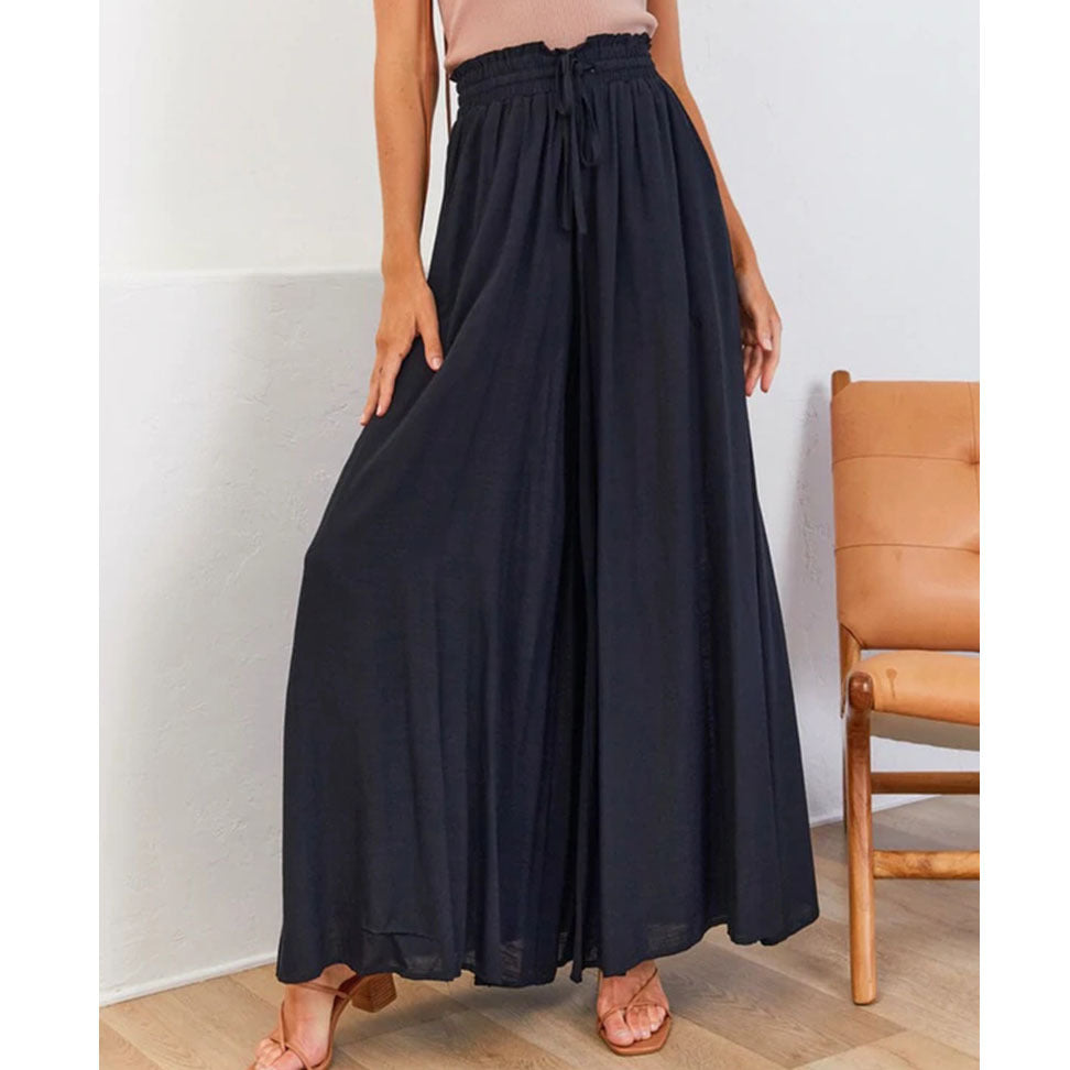 Flowers Printed Wide-leg Trousers Summer Casual Straight Pants