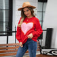 Round Neck Love Sweater Pullover Plus Size Peach Heart Sweater