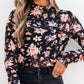 Floral Mock Neck Long Sleeve Blouse