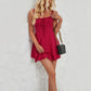 Summer Sleeveless Solid Color A-line Dress Lace-up Suspender Mini Skirt