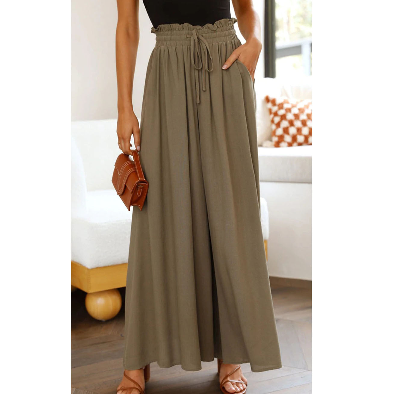 Flowers Printed Wide-leg Trousers Summer Casual Straight Pants