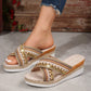 Linen Wedge Sandals Summer Ethnic Style Cross-strap Sandals