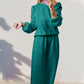 Double Take Texture Long Sleeve Top and Wide Leg Pants Set