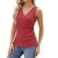 Fashion Vest With Button Design New Sleeveless V-neck T-shirt