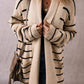 Striped Open Front Long Sleeve Cardigan