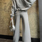 Baseball Collar Zip Up Top and Drawstring Pants Set