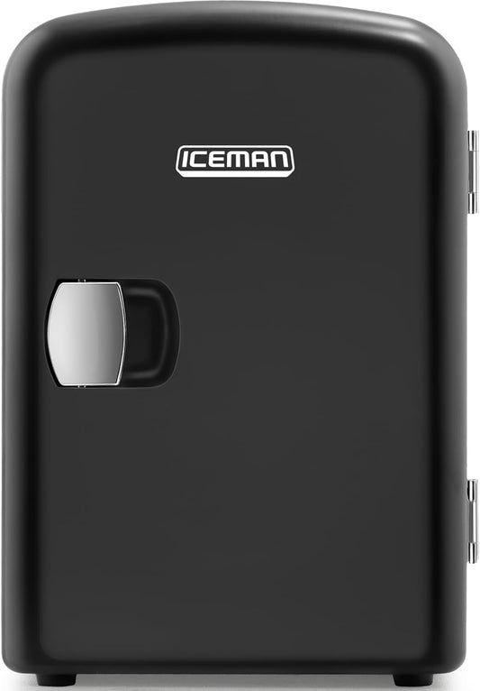 Chefman - Iceman Mini Portable Black Personal Fridge Cools Or Heats