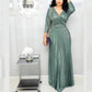 Women's Clothing Fashion Long Sleeve Bronzing Pleated Puffy Dress With Belt