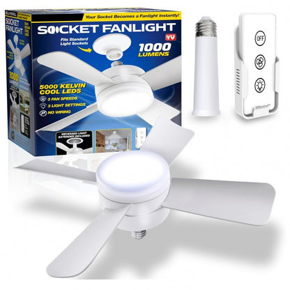 Socket Fan Light With Remote Adjustable Screw Mouth