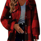 Turndown Collar Plaid Jacket With Pockets