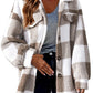 Turndown Collar Plaid Jacket With Pockets