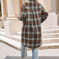 Mandy Plaid Collared Neck Long Sleeve Coat